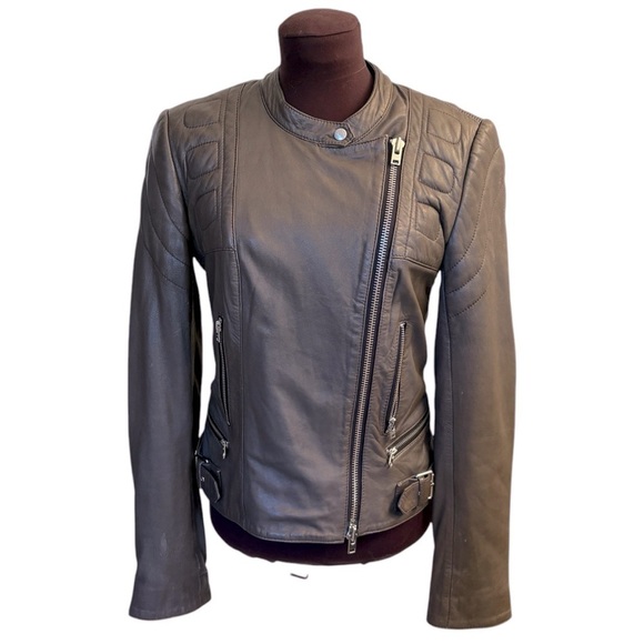 Closed Oakes Genuine 100% Lambskin Leather Moto Biker Jacket, Womens size Small - Picture 5 of 15